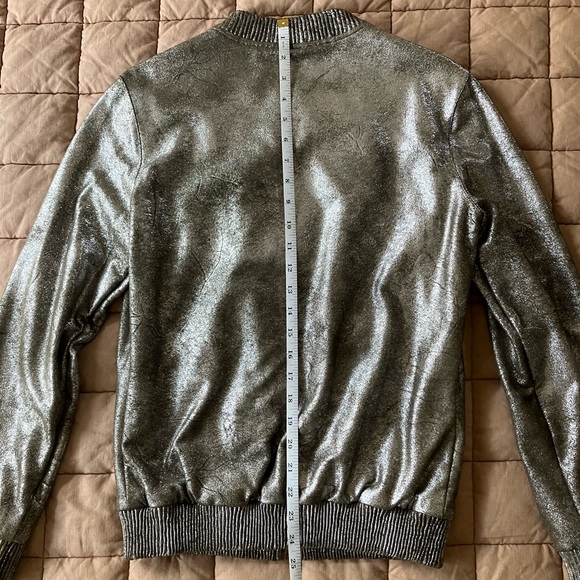 Zara Metallic Bomber Jacket - Silver/Gunmetal - Extra Smalll - Picture 7 of 7